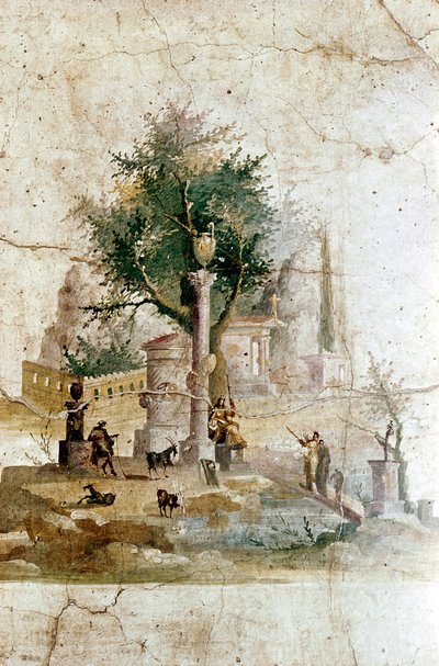 لوحة جدارية رومانية لمنظر طبيعي أسطوري ، فيلا Agrippa Posthumus ، بالقرب من بومبي ، إيطاليا بواسطة غير معروف