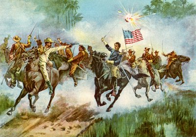 Rough Riders يختمون موقعًا إسبانيًا ، كوبا ، الحرب الإسبانية الأمريكية ، 1898 بواسطة غير معروف