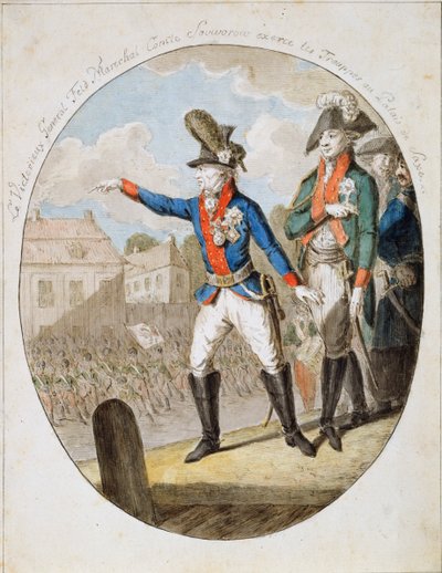 المشير الروسي الكسندر سوفوروف يتفقد القوات c1794 بواسطة غير معروف