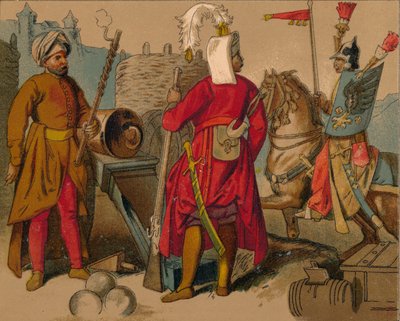 Strelitzi الروسية والحراس الأتراك في القرن السابع عشر - Artilleryman ، Janissary ، Spahioglan ، c1 بواسطة غير معروف
