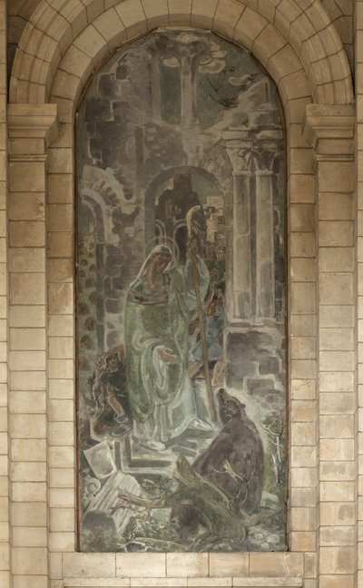 Saint with a bear (oil on canvas) بواسطة غير معروف