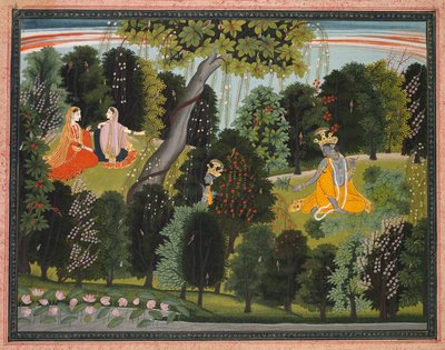 ساخي يقنع رادها بمقابلة كريشنا ، من لامباغرون جيتا جوفيندا ... ، ج. 1820-1825. بواسطة غير معروف