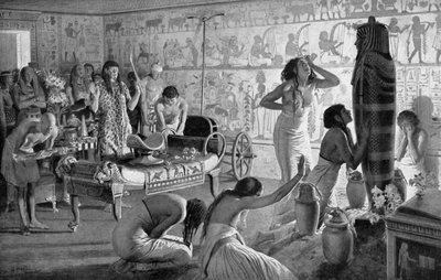 مشهد حداد في المعبد الجنائزي لتوت عنخ آمون ، مصر ، 1325 قبل الميلاد 1933-1934 بواسطة غير معروف