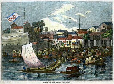 مشهد على النهر في كانتون ، الصين ، c1840 بواسطة غير معروف