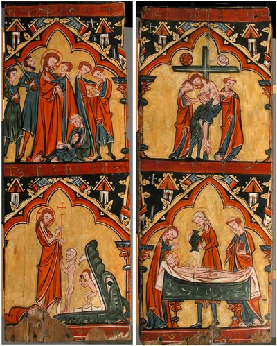 مشاهد من حياة المسيح: القبض على المسيح ، المسيح في طي النسيان ، النزول من على الصليب ... ، القرن الثالث عشر بواسطة غير معروف
