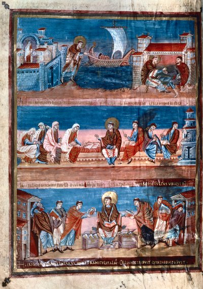 مشاهد من حياة القديس جيروم ، من الكتاب المقدس لتشارلز الأصلع ، القرن التاسع بواسطة غير معروف