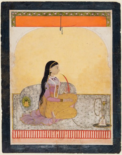 سيدة جالسة تدخن الشيشة ، ج. 1780. بواسطة غير معروف