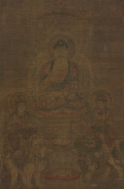 Shakyamuni Triad: بوذا حضره مانجوشري وسامانتابهادرا ، ج. 900. بواسطة غير معروف