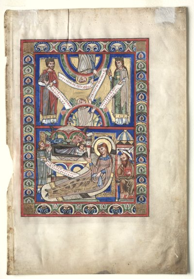 ورقة واحدة مستثناة من كتاب الإنجيل: مستطيل المهد ، ج. 1190. بواسطة غير معروف