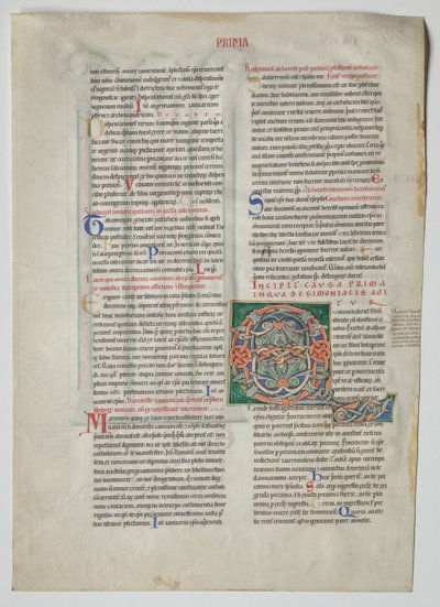 ورقة واحدة من مرسوم ب Gratian: أول حرف مزخرف Q [uidam وقد أحضر] ... ، ج. 1160 بواسطة غير معروف