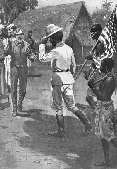 يلتقي السير هنري مورتون ستانلي مع ديفيد ليفينجستون ، إفريقيا ، 1871 بواسطة غير معروف