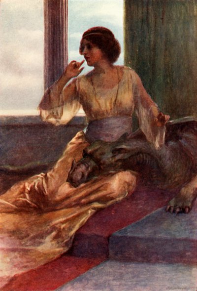 "تجلس ورأس التنين النائم على ركبتها" ، 1917. بواسطة غير معروف