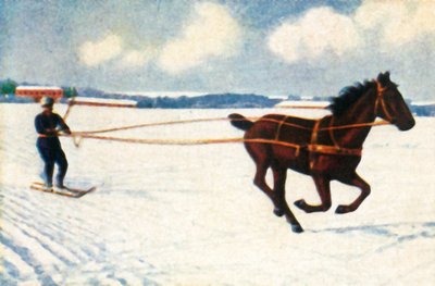 Skijöring في السويد ، c1928. بواسطة غير معروف