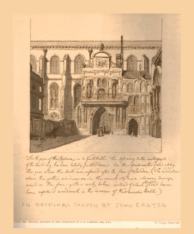 المنظر الجنوبي لمدخل جيلدهول ، c1669 ، 1886. بواسطة غير معروف