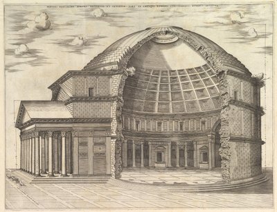 منظار Romanae Magnificentiae: البانثيون ، انفصل لإظهار الداخل ، 1553. بواسطة غير معروف