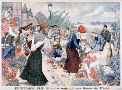 زهور الربيع في سوق ، باريس ، 1903 بواسطة غير معروف