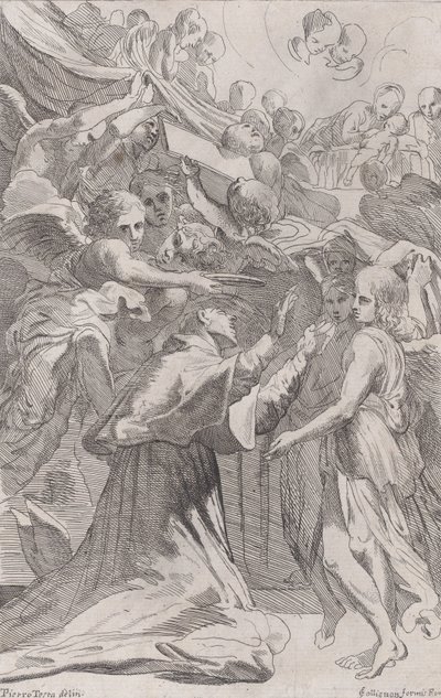 القديس كارلو بوروميو محاط بالملائكة ، 1650-70. بواسطة غير معروف