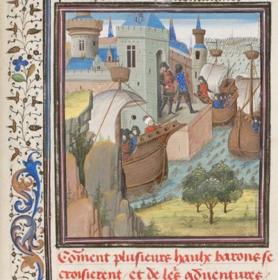 بدء الحملة الصليبية الرابعة. صورة مصغرة من الهستوريا بواسطة ويليام صور ، 1460 بواسطة غير معروف