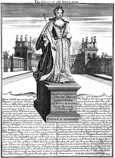 تمثال الملكة آن 1665-1714 ، قصر بلينهايم ، أوكسفوردشاير ، 1738 بواسطة غير معروف