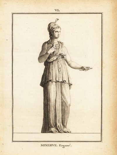 تمثال للإلهة الرومانية للحكمة Minerve Ergane (Minerva Worker) ، مع خوذة وثعبان بواسطة غير معروف
