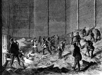 تخزين الثلج في حظائر معزولة في متجر Charless Ice ، تشيلسي ، لندن ، 1861 بواسطة غير معروف