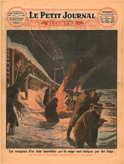 هاجمت الذئاب ركاب القطارات الذين تقطعت بهم السبل عام 1929. بواسطة غير معروف