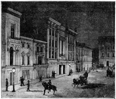 الشارع في نيوكاسل أبون تاين مضاءة بمصابيح كهربائية سوان المتوهجة ، 1883 بواسطة غير معروف