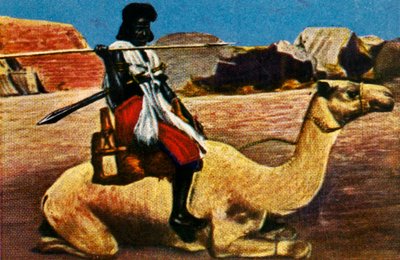 محارب سوداني يركب جملاً عام 1928 م. بواسطة غير معروف
