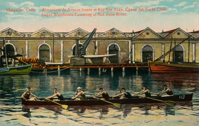 Sugar Warehouse Canoeing، San Juan River، Matanzas، Cuba، c1920s بواسطة غير معروف