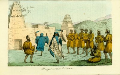 Sword dance by nomadic Bedouin Arabs near the valley of the kings in Thebes by Giovanni Battista Belzoni بواسطة غير معروف