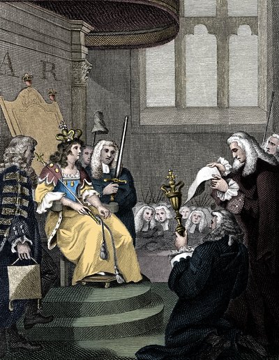 تتم قراءة قانون الاتحاد بين إنجلترا واسكتلندا قبل الملكة آن ، 1826 بواسطة غير معروف