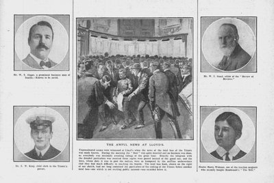 The Awful News at Lloyds ، مع صور لبعض من على متن تيتانيك ، 20 أبريل 1912. بواسطة غير معروف