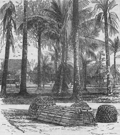 الثكنات في المقر ، مع قبور السيد بيرش والكابتن إينيس ، 1876 ، c1880 بواسطة غير معروف