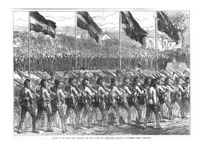 The Black Watch 42nd Highlanders Marching to Governors Green، Portsmouth، 1874. بواسطة غير معروف
