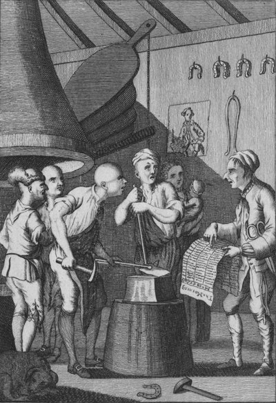 سمح الحداد للحديد بالنمو البارد في حضور أخبار تايلور 1772 بواسطة غير معروف