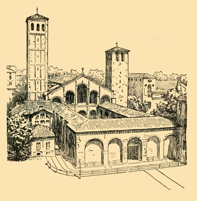 كنيسة القديس أمبروز في ميلانو ، حوالي عام 1930. بواسطة غير معروف