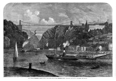 جسر كليفتون المعلق عبر نهر آفون ، 1864 بواسطة غير معروف