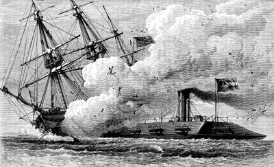 السلك الكونفدرالي Merrimac غرق USS كمبرلاند ، 1862 c1880 بواسطة غير معروف