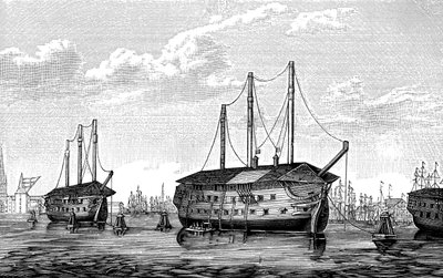 سفن السجن الدنماركية Dronning Maria و Waldemar في كوبنهاغن ، 1848-1849 بواسطة غير معروف