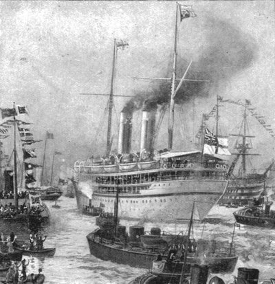 دوق كورنوال وجولة يورك كولونيال ... رحيل أوفير من بورتسموث ، 1901. بواسطة غير معروف