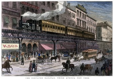 السكة الحديدية المرتفعة ، الجادة الثالثة ، نيويورك ، 1879 بواسطة غير معروف