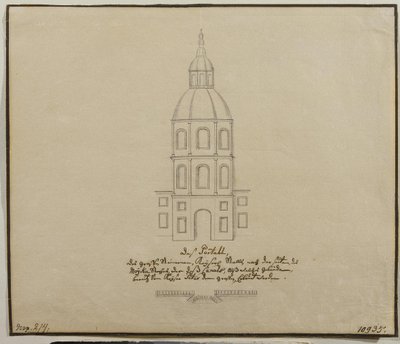 واجهة الجزء المركزي من اسطبلات المحكمة على جسر مويكا في سانت بطرسبرغ ، 1740s بواسطة غير معروف