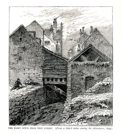 خندق الأسطول بالقرب من شارع ويست ، خلال التعديلات ، 1844 بواسطة غير معروف