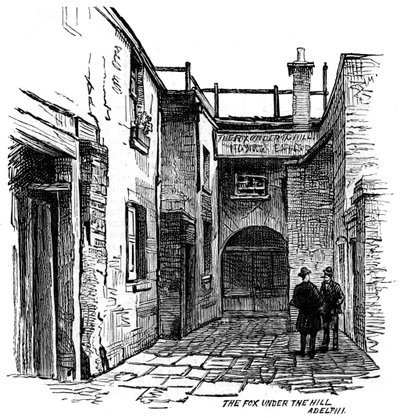 The Fox under the Hill public house ، أديلفي ، وستمنستر ، لندن ، 1887 بواسطة غير معروف