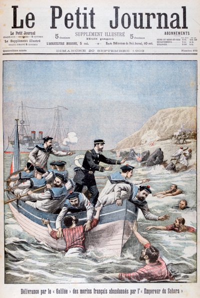 الطراد الفرنسي Linois Class Cruiser الجليل إنقاذ البحارة الفرنسيين ، 1903 بواسطة غير معروف