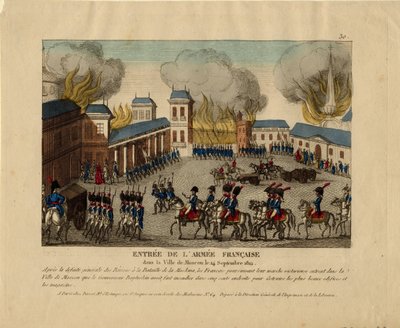 يدخل غراند أرمي مدينة موسكو ، 1812 بواسطة غير معروف