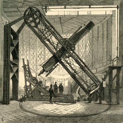 التلسكوب الاستوائي الكبير في القبة ، مرصد غرينتش ، c1878. بواسطة غير معروف