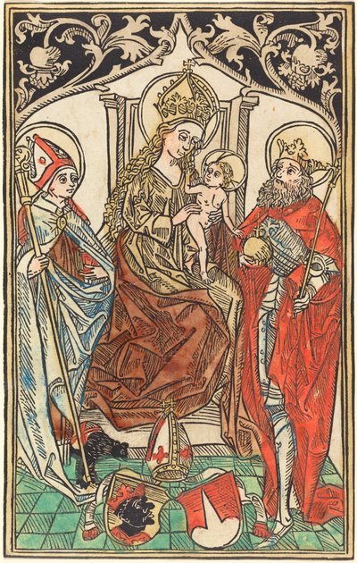 مادونا والطفل متوجًا على العرش ، مع القديسين كوربينيان وسيجيسموند ، 1492. بواسطة غير معروف