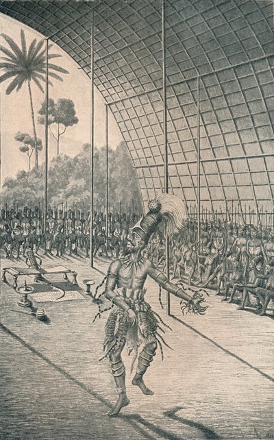 ال Mangbattu King Munsa يرقص قبل زوجاته والمحاربين ، c1870 ، 1903 بواسطة غير معروف
