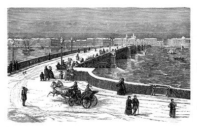 جسر نيكولاي عبر نهر نيفا ، سان بطرسبرج ، روسيا ، c1888 بواسطة غير معروف